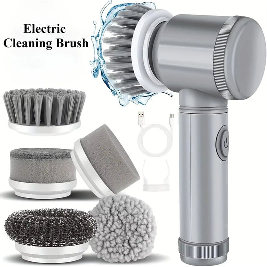 New Cordless Spin Scrubber Electric Rechargeable 5 in 1 Brush Heads for Bathroom Kitchen Tile Grout Shower Car Deep Clean